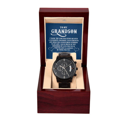 Black Chronograph Watch - For Grandson I Thank The Lord